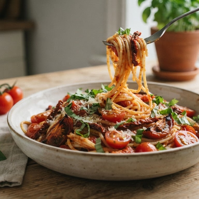 Spaghetti met 4 soorten tomaat