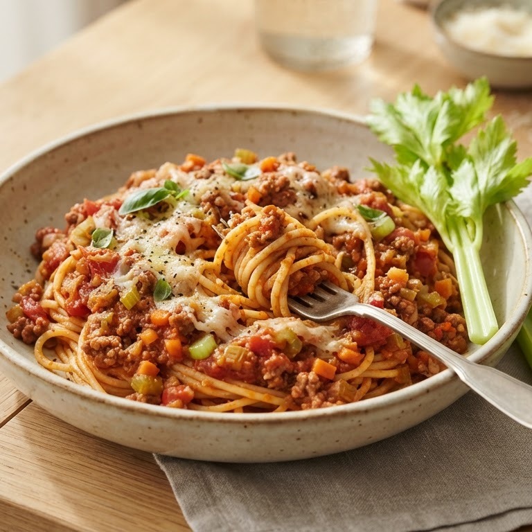 Spaghetti met bleekselderij en pastasaus