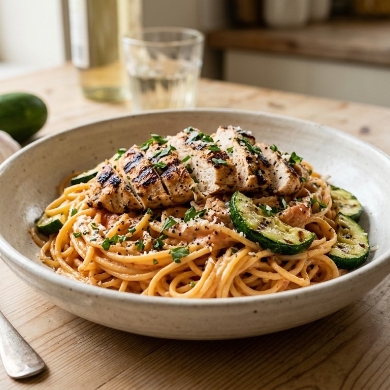 Spaghetti met gegrilde kip