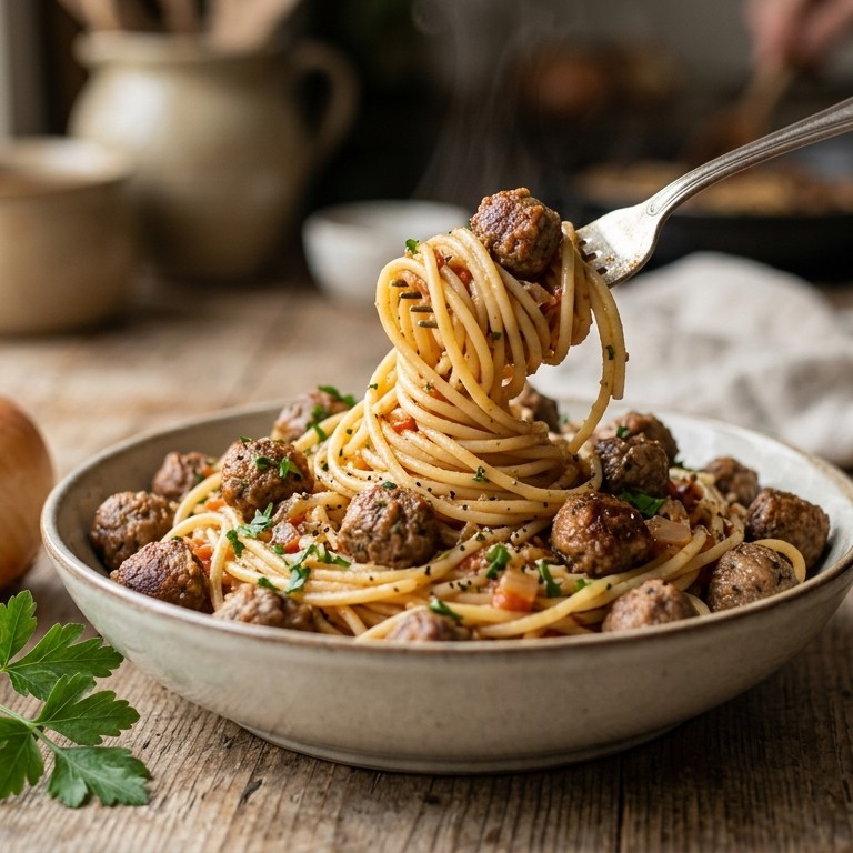 Spaghetti met minigehaktballen