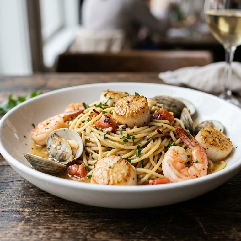 Spaghetti met schaaldieren