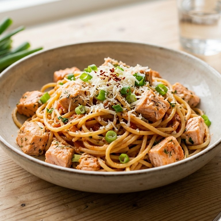 Spaghetti met zalmroom