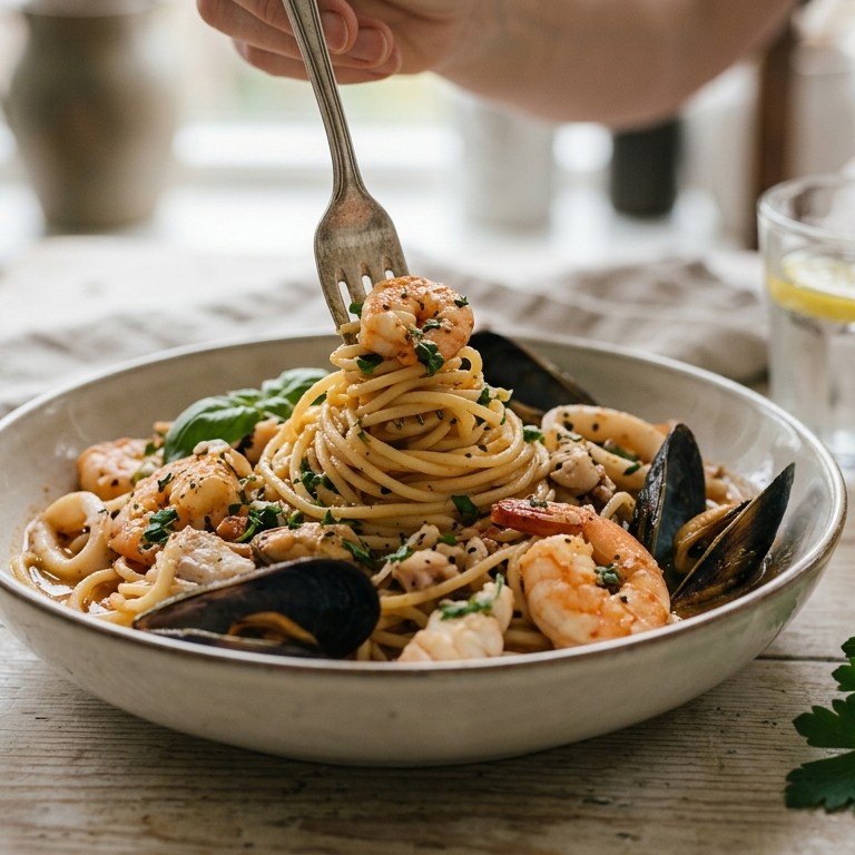 Spaghetti met zeevruchten
