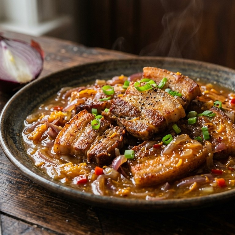 Speklapjes met pittige sinaasappel - uiensaus