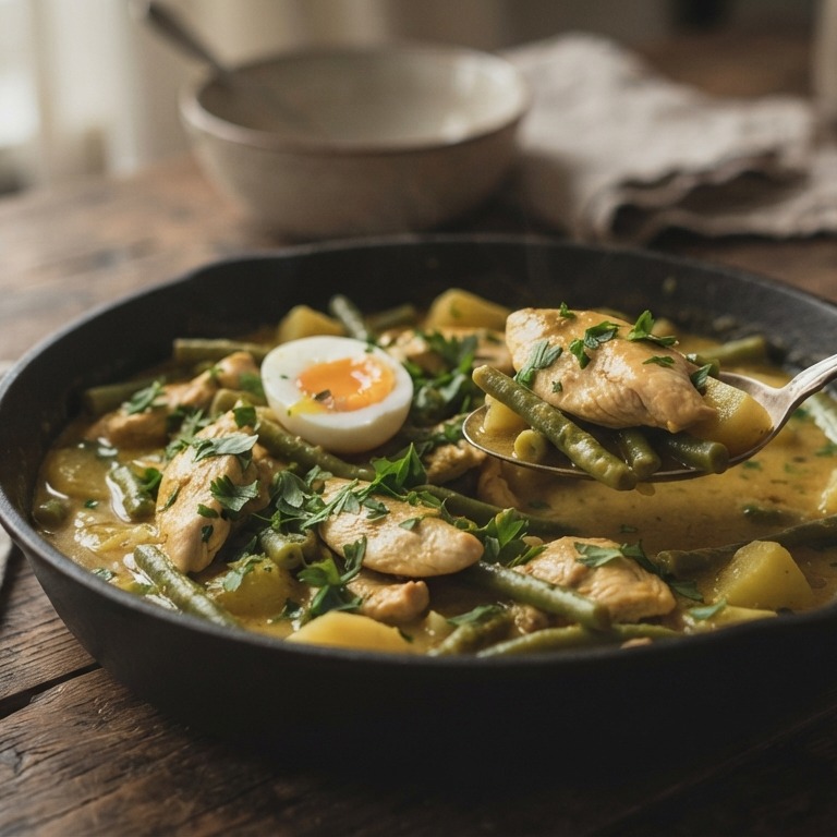 Sperziebonen kip curry