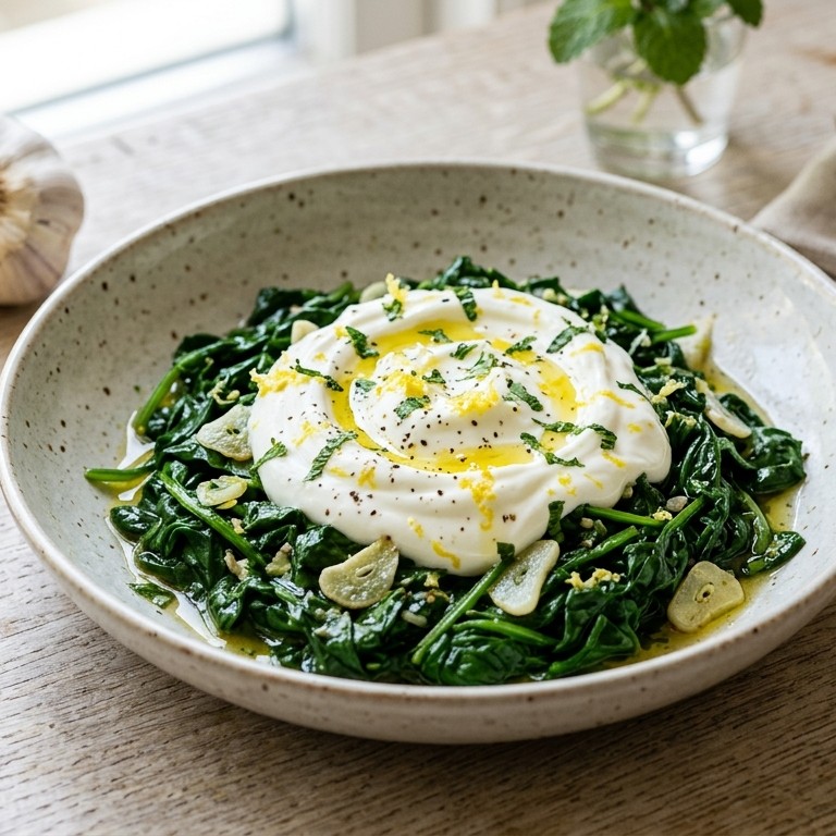Spinazie met citroenyoghurt