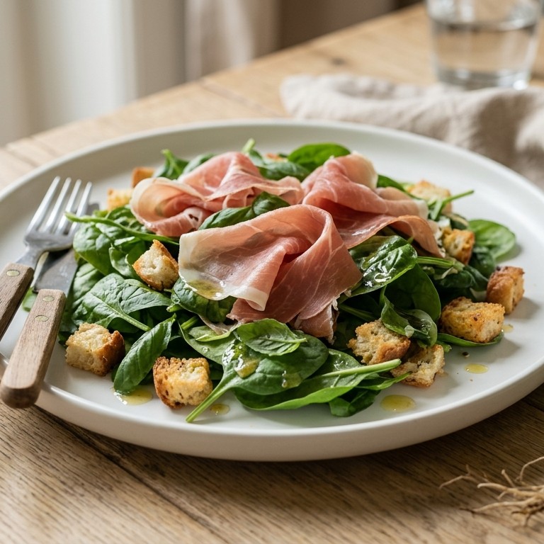 Spinazie met parmaham