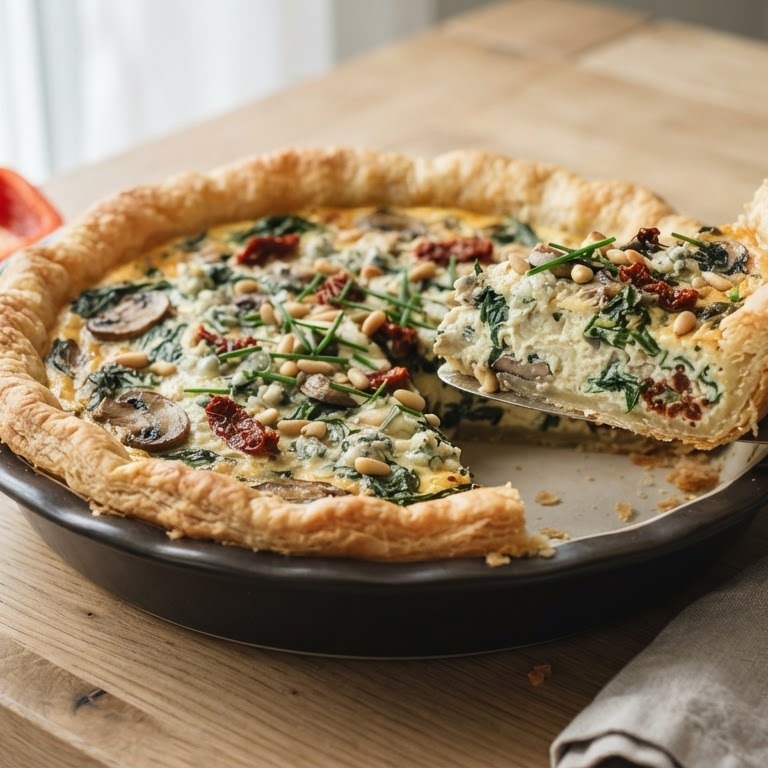 Spinazie-quiche met creme fraiche