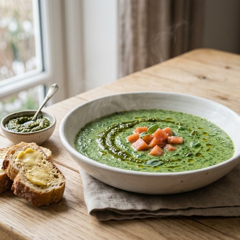 Spinazie roomsoep met zalm