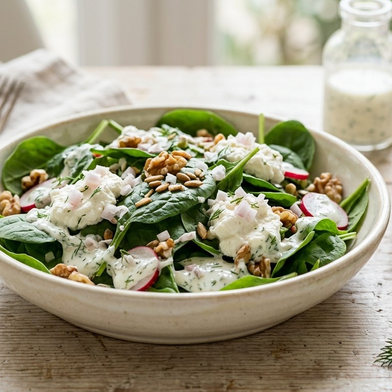 Spinazie salade met yoghurtdressing
