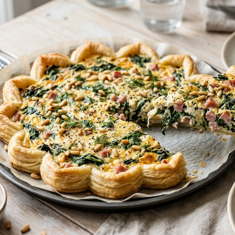 Spinaziebloem met ricotta en ham