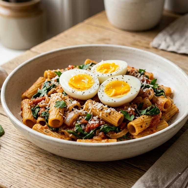Spinaziepasta met ei