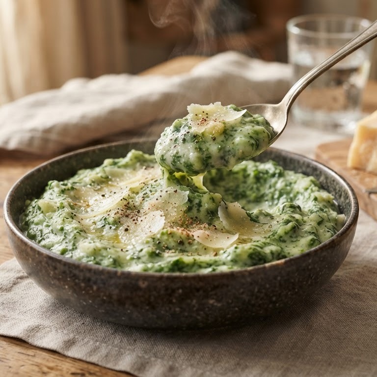 Spinaziepuree met parmezaanse kaas