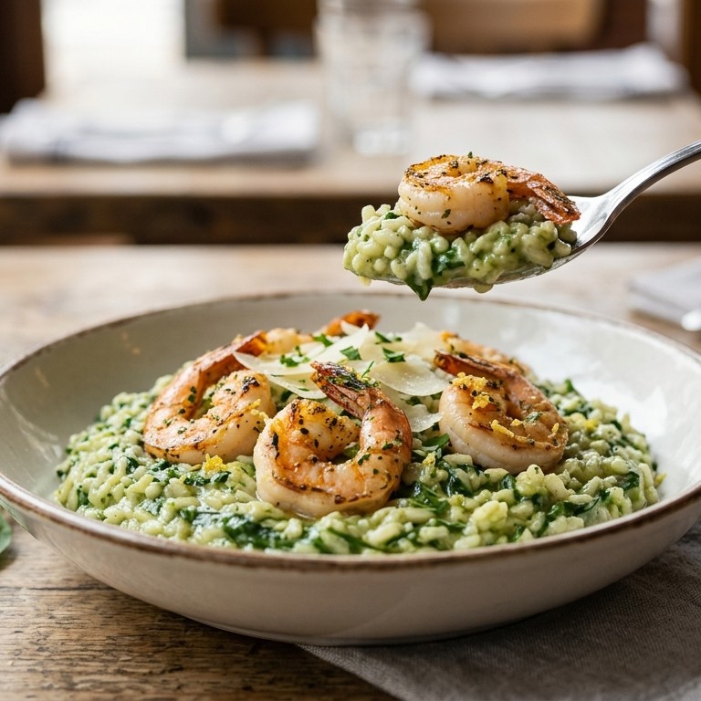 Spinazierisotto met gamba's