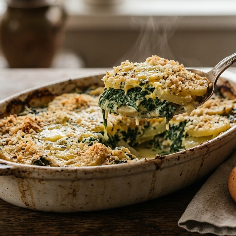 Spinazieschaal uit de oven