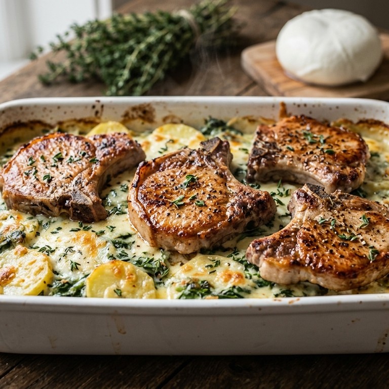Spinazieschotel met ribkarbonade