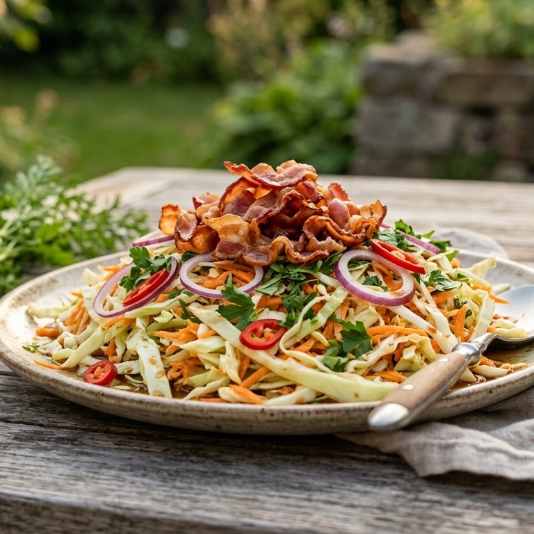 Spitskoolsalade met bacon