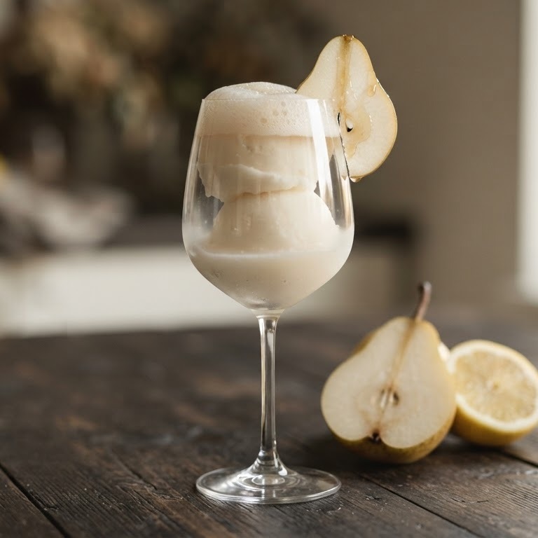 Spoom van perensorbet met  appelcider