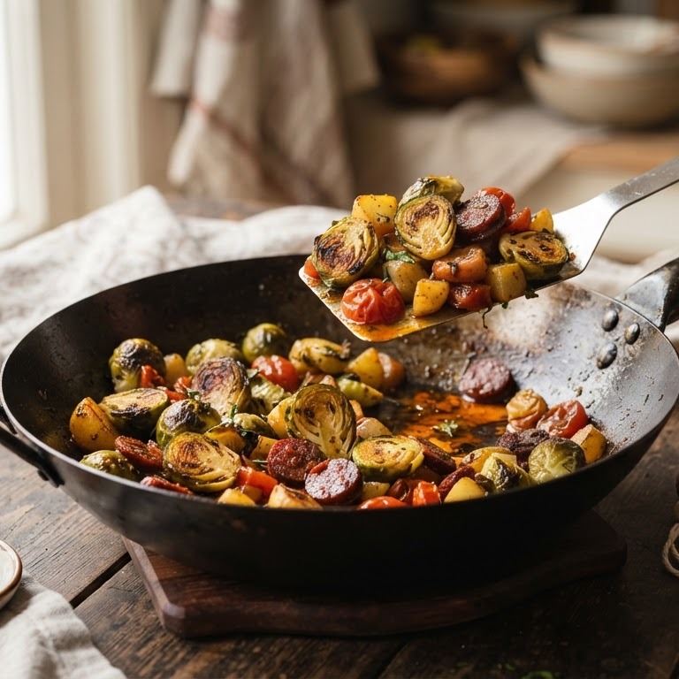 Spruitjes met chorizo uit de wok