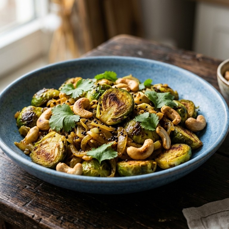 Spruitjes met kerrie en cashewnoten