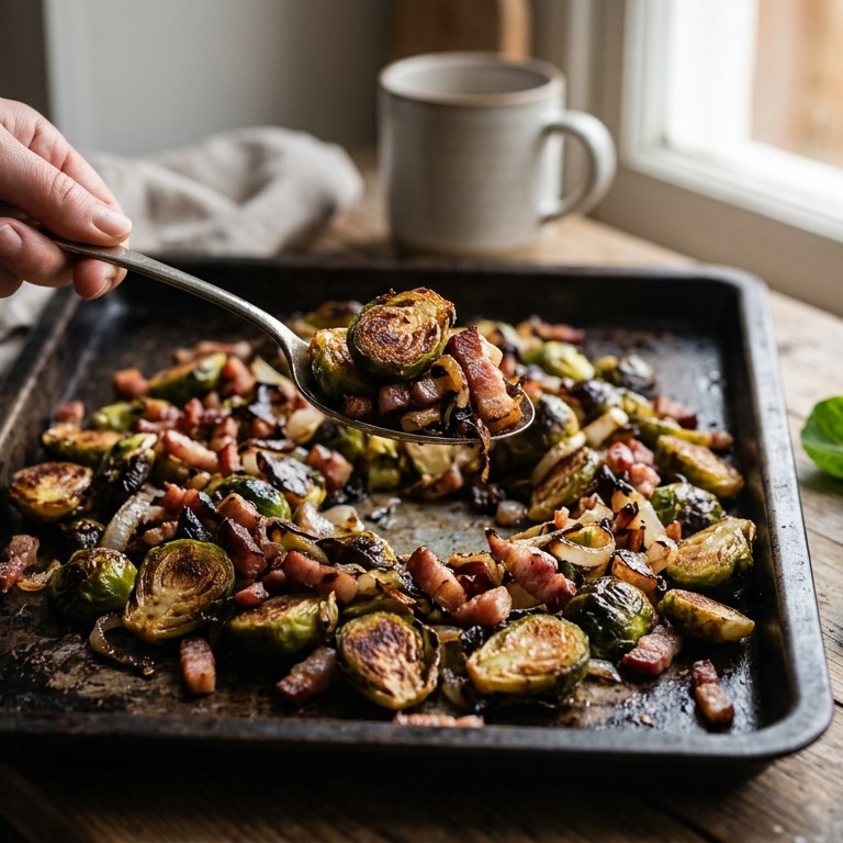 Spruitjes met spek en ui uit de oven