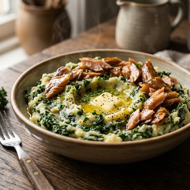 Stamppot boerenkool met gerookte forel