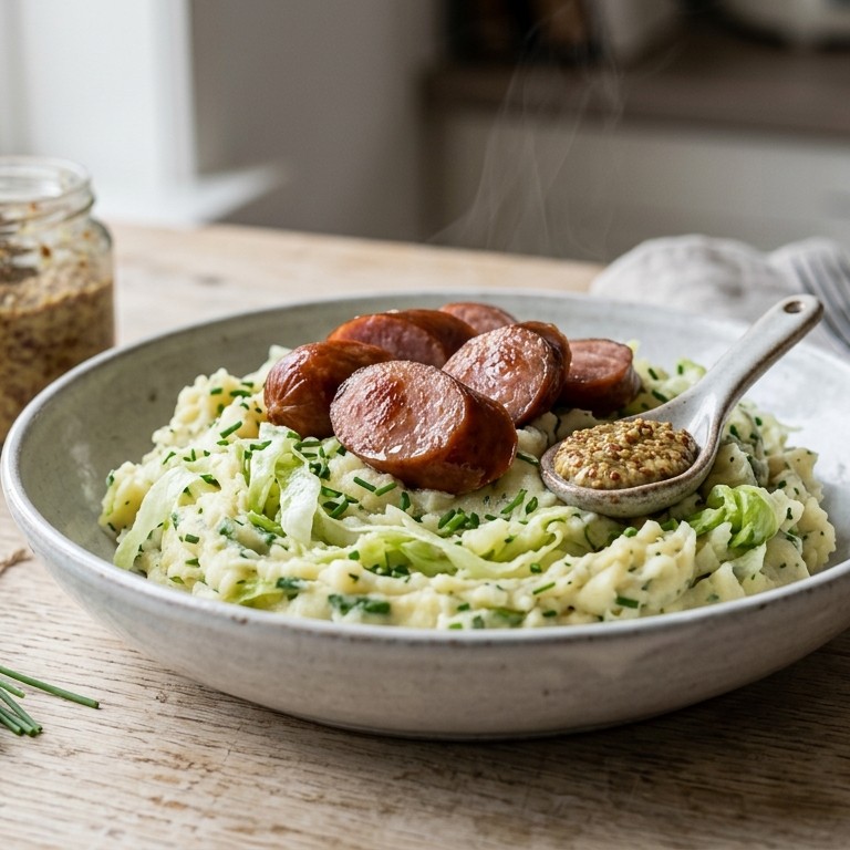 Stamppot ijsbergsla met rookworst