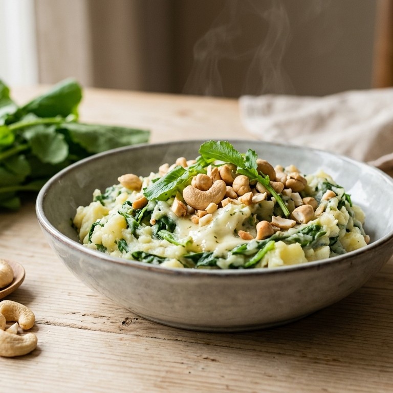 Stamppot raapsteeltjes met boursin en cashewnoten