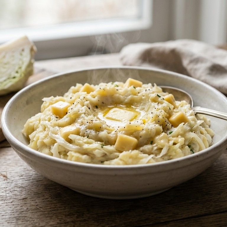 Stamppot van witte kool en emmentaler