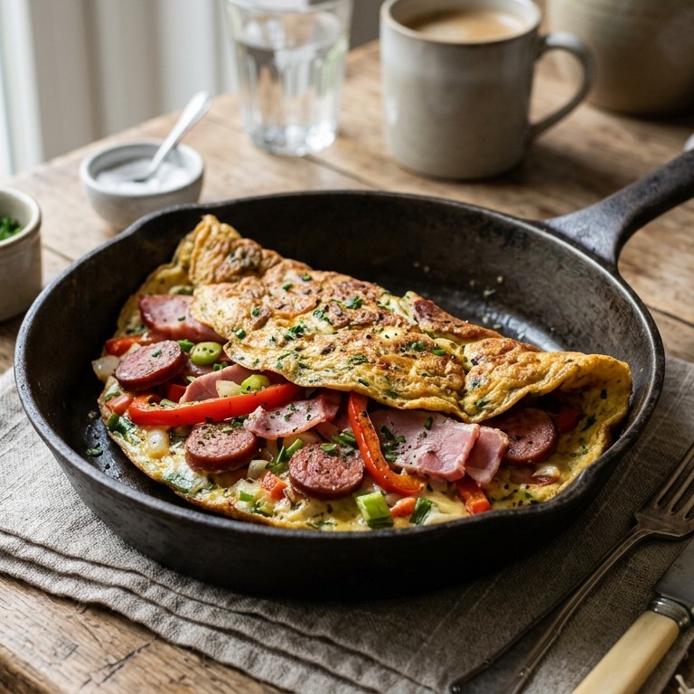 Stevige worst omelet