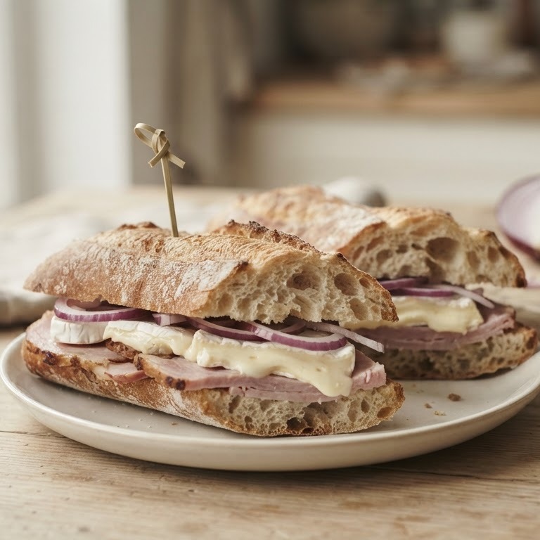 Stokbrood met brie en beenham