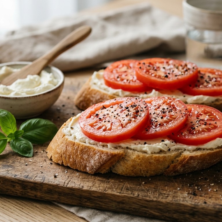 Stokbrood smeerkaas-tomaat