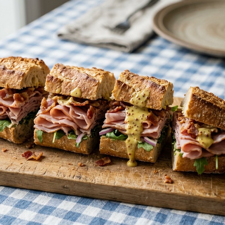 Stokbroodje met ham en dressing