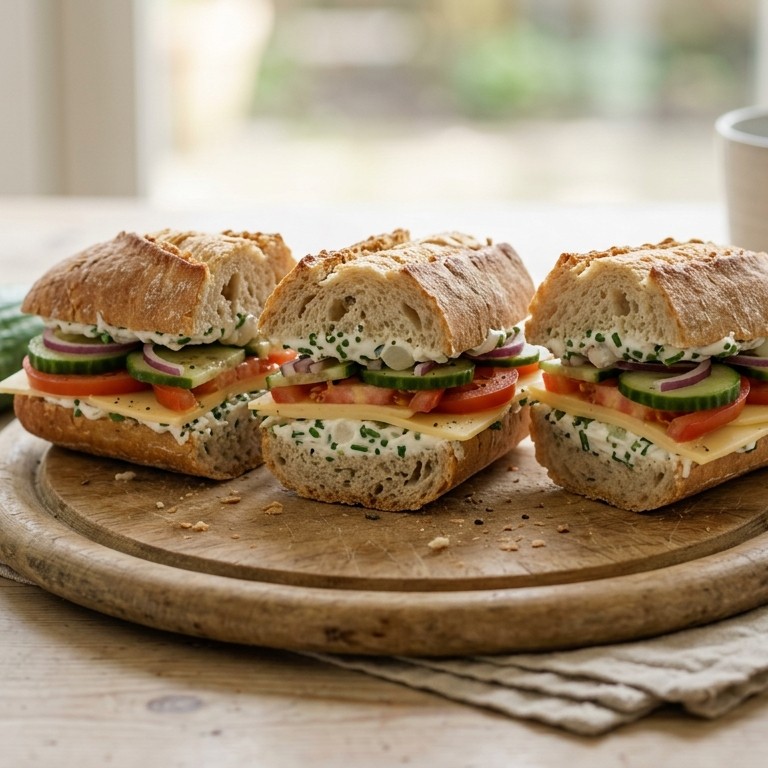 Stokbroodsandwich met yoghurtspread
