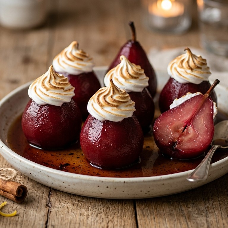 Stoofperen met meringue