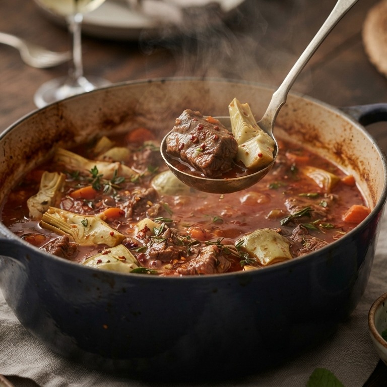 Stoofpot Lamsvlees met pittige artisjokharten