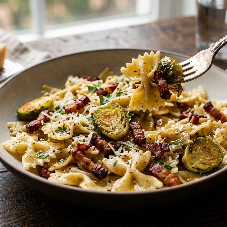 Strikjespasta met spruitjes