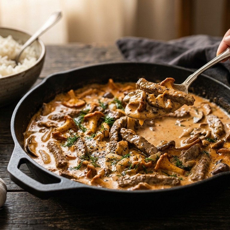 Stroganoff met bospaddestoelen