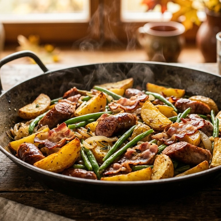 Sudtirolse aardappeltjes met saucijs