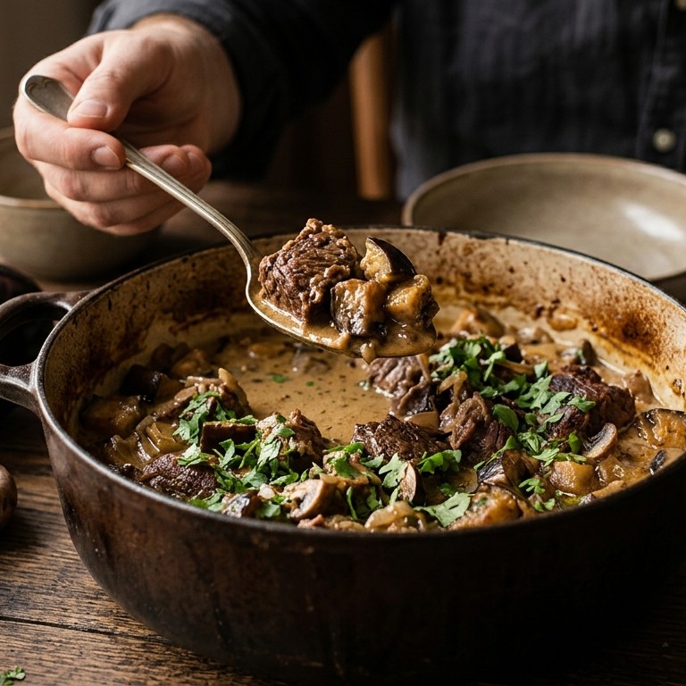 Sukadevlees met aubergine