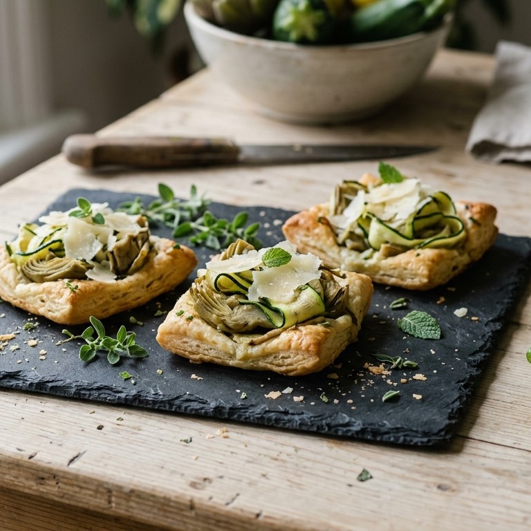 Taartjes met grana padano en artisjokken