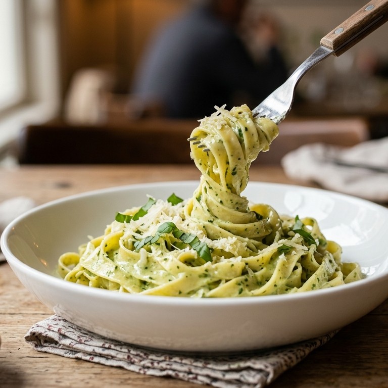 Tagliatelle met basilicumsaus