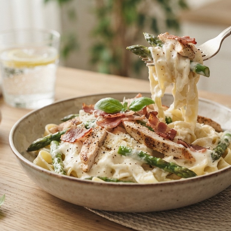 Tagliatelle met groene asperges en mascarponecrème