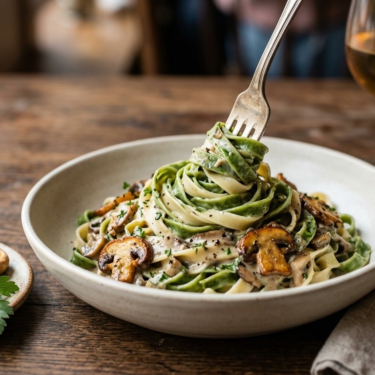 Tagliatelle met paddenstoelenroomsaus