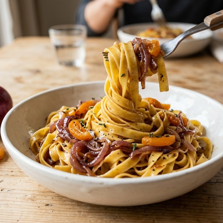 Tagliatelle met rode ui