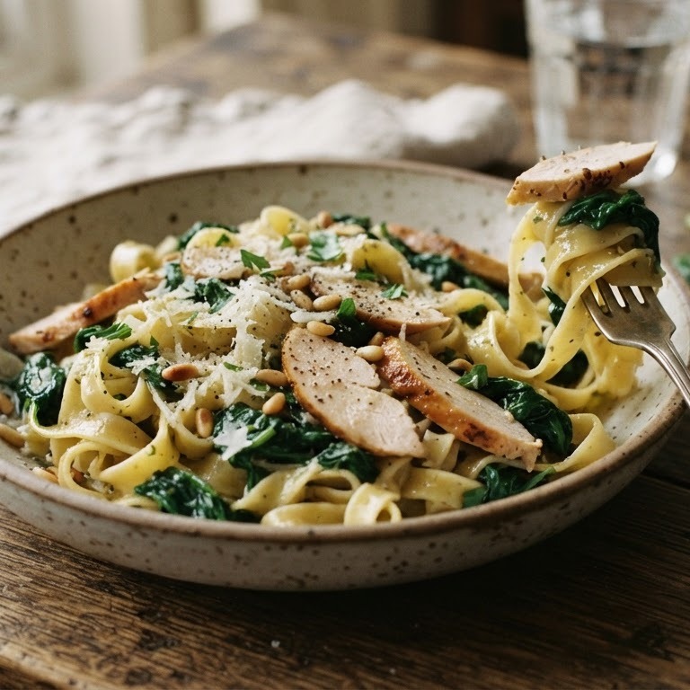 Taglilatelle met gerookte kipfilet