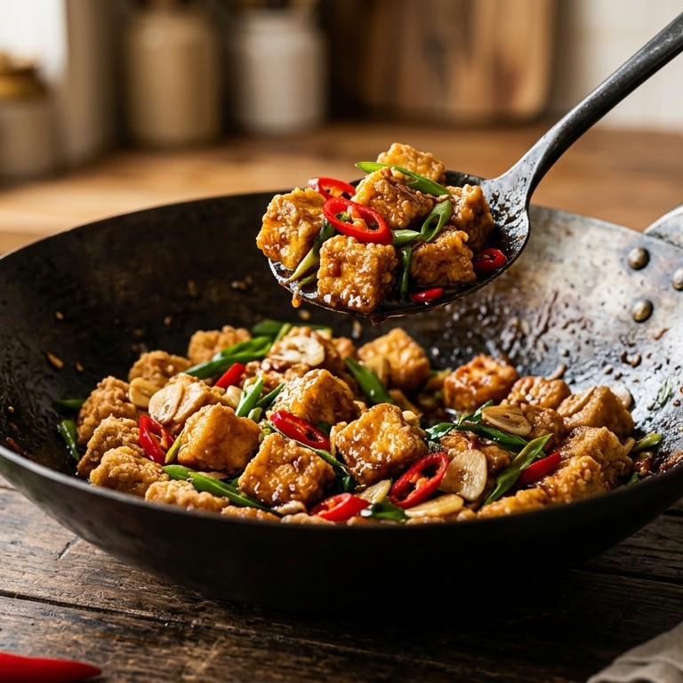 Tahoe goreng (geroerbakte tahoe in sausje)