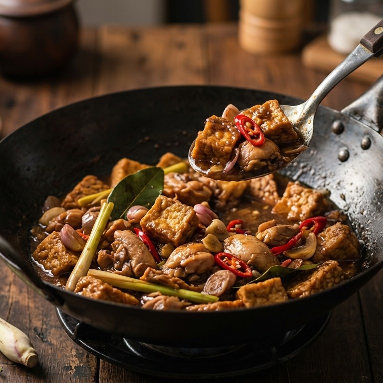 Tahoe tempeh taoco (gebakken tahoe, tempeh en kip)