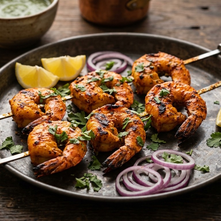 Tandoori jhinga (geroosterde steurgarnalen)