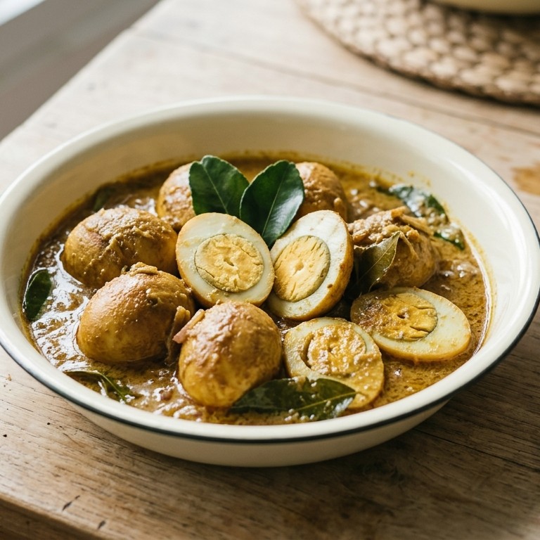 Telor boemboe kari (stevig gekruide eieren)